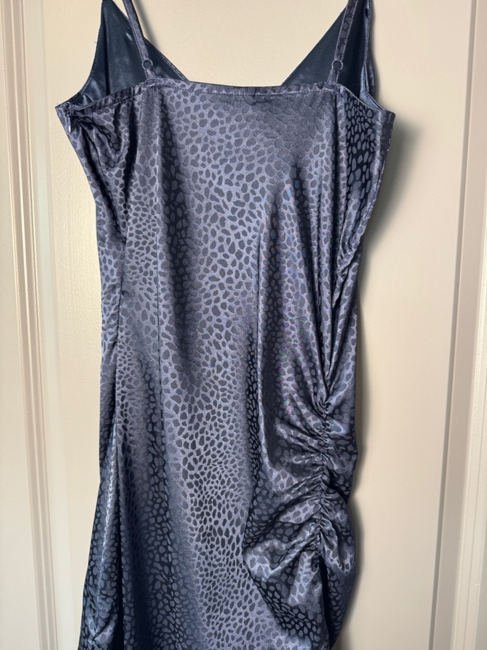Navy Silk Ruched High/Low Dress Size Small - Picture 9 of 11
